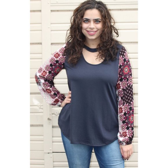 Promesa Floral Print Sleeve Knit Top - Picture 6 of 6